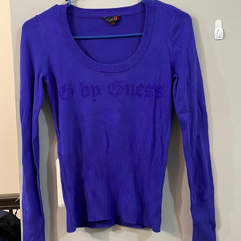 G by Guess Purple Diamond Top Size S